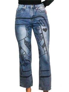PTCL Ethical Clothing Queen of Hearts 100% Cotton Denim Jeans Indie/Hipster 25